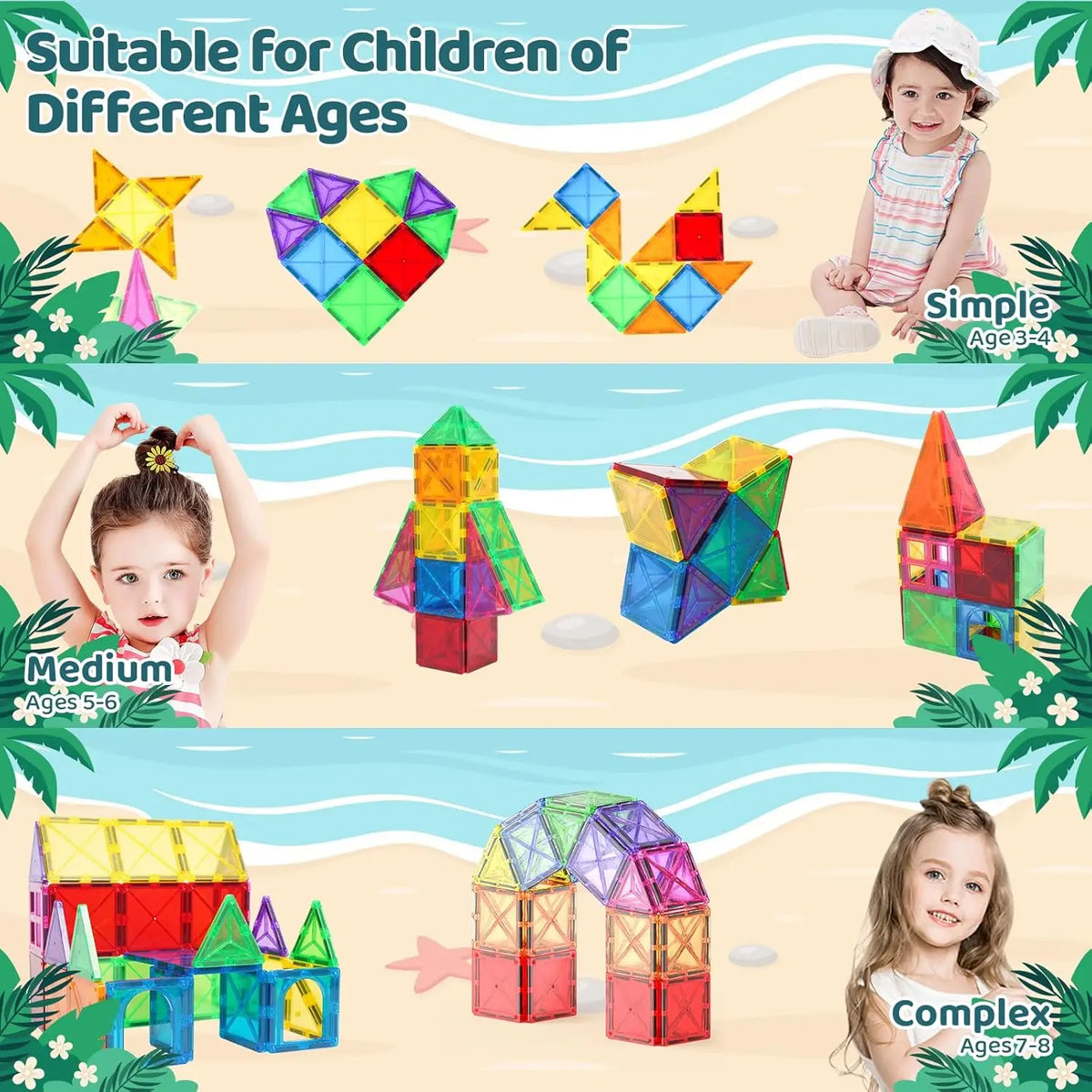 Magnetic2025 Edition Tiles Travel Kit 56 Piece Travel-Friendly STEM Building Blocks For Kids Screen Free Educational Gift Fall