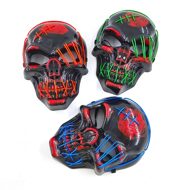 Glowing LED Skull Mask Full Face Halloween 2025 Cosplay