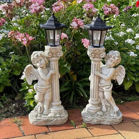 Angel Solar Light Statue 19.29 Inch Outdoor Garden Path Light Catholic Religious Decor Gift Idea