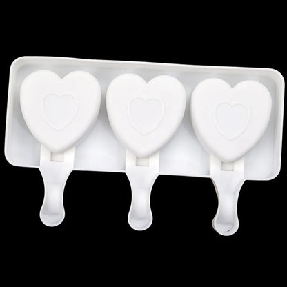 Heart-Shaped Silicone Ice Cream Mold, 3 Cavity Design for Chocolate, Pudding, and More, Food-Grade, Simple Release