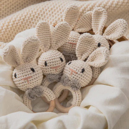 Crochet Baby Rattle Bunny Teether Newborn Sensory Toys