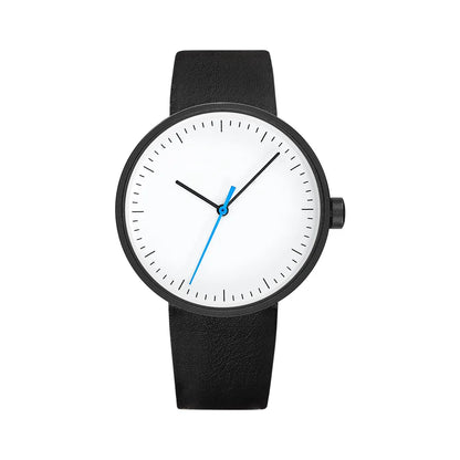 leather strap, round dial, minimalist everyday timepiece – Timeless unisex quartz wristwatch