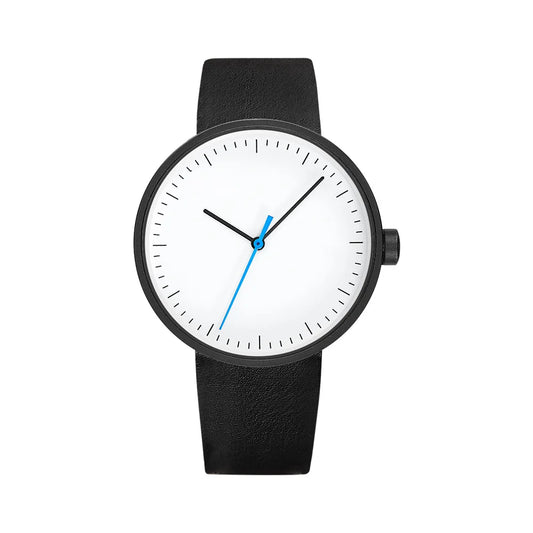 leather strap, round dial, minimalist everyday timepiece – Timeless unisex quartz wristwatch