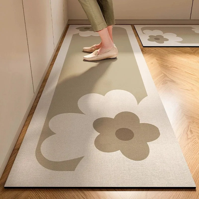 Minimalist Japanese Cream Anti Slip Floor Mat Kitchen