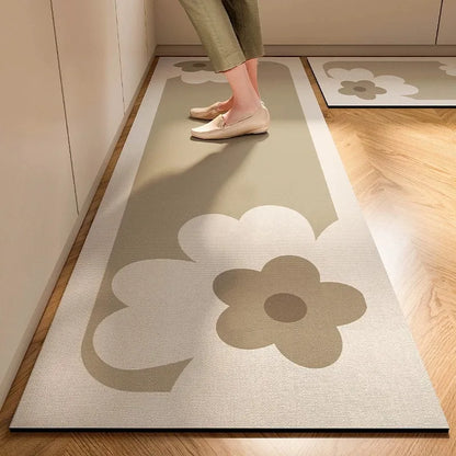 Minimalist Japanese Cream Anti Slip Floor Mat Kitchen