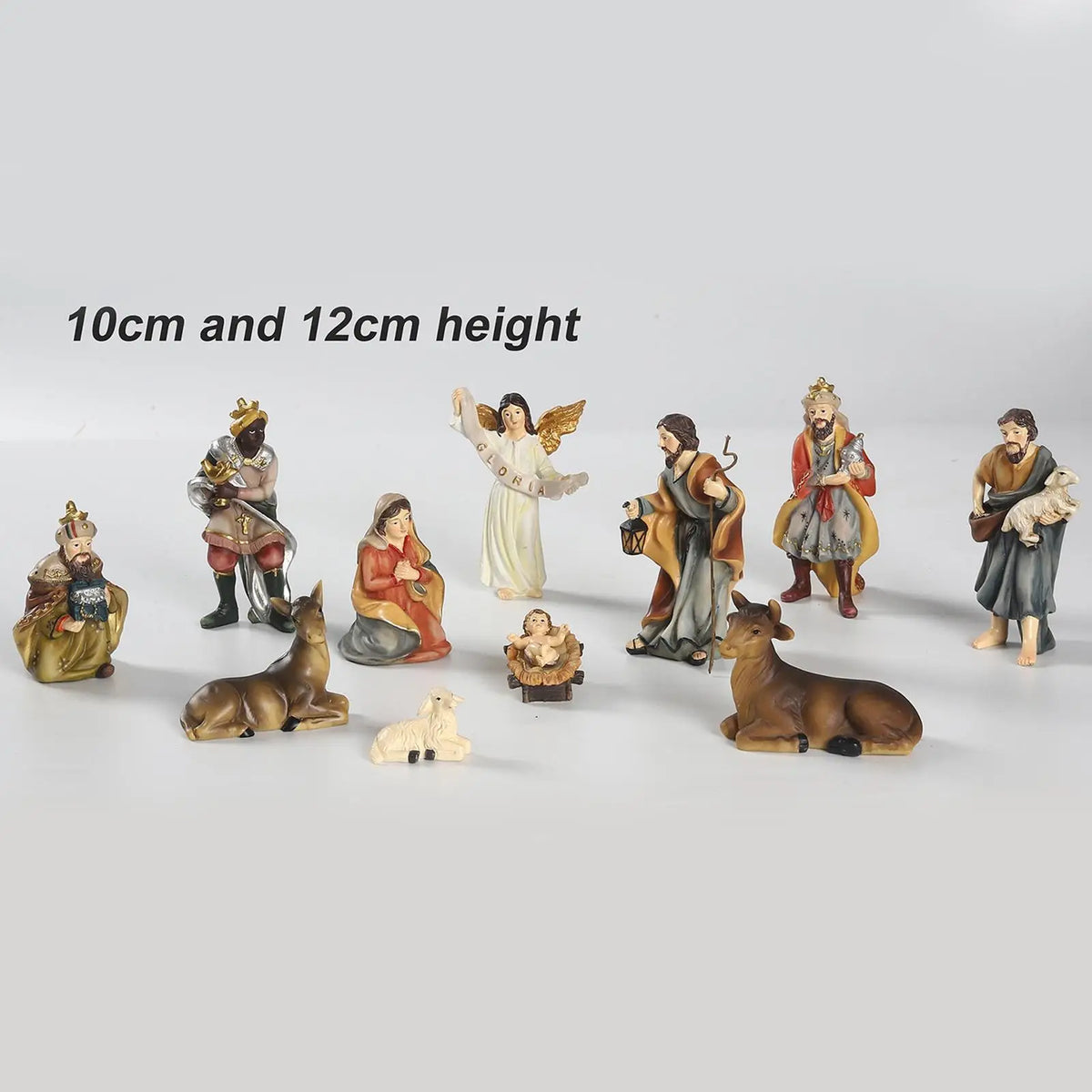 Nativity Kit 4 Inch Resin Figures 11 Piece Manger Scene Nativity Christmas Decor Indoor Outdoor Catholic Gift