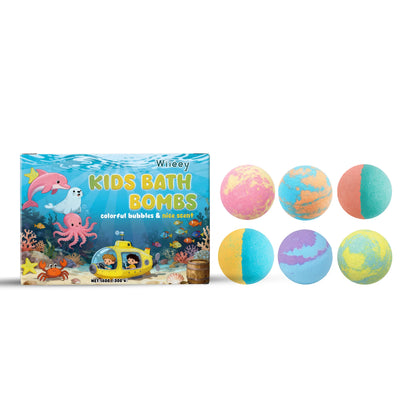 Kids Bath Bombs Kit 6 Pcs Colorful Fizzy With Surprise Inside Moisturizing Formula Birthday Gift