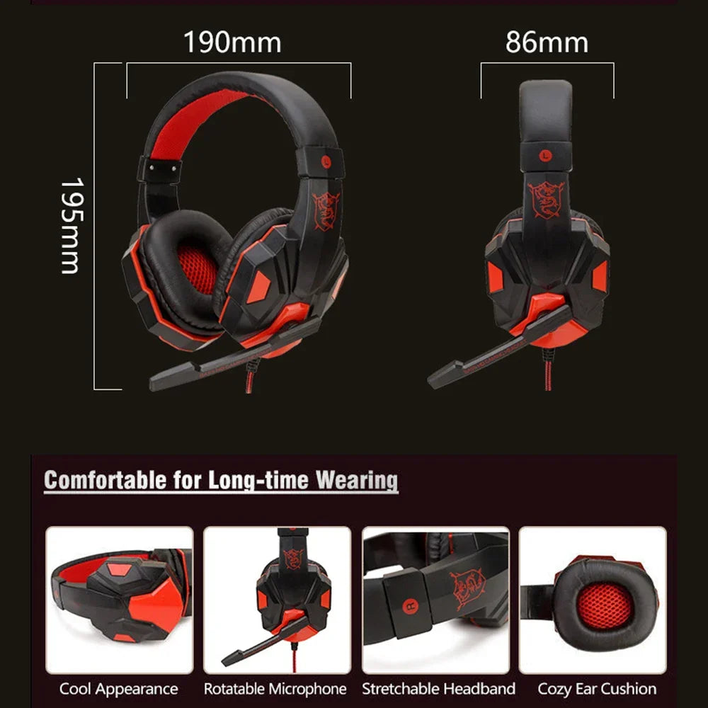 Gaming Headset Wired Noise Cancelling Microphone Flexible