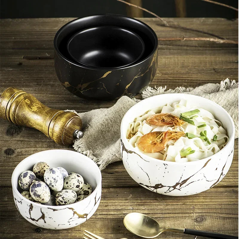 Marble Ceramic Bowl Kit Scandinavian Tableware Minimalist