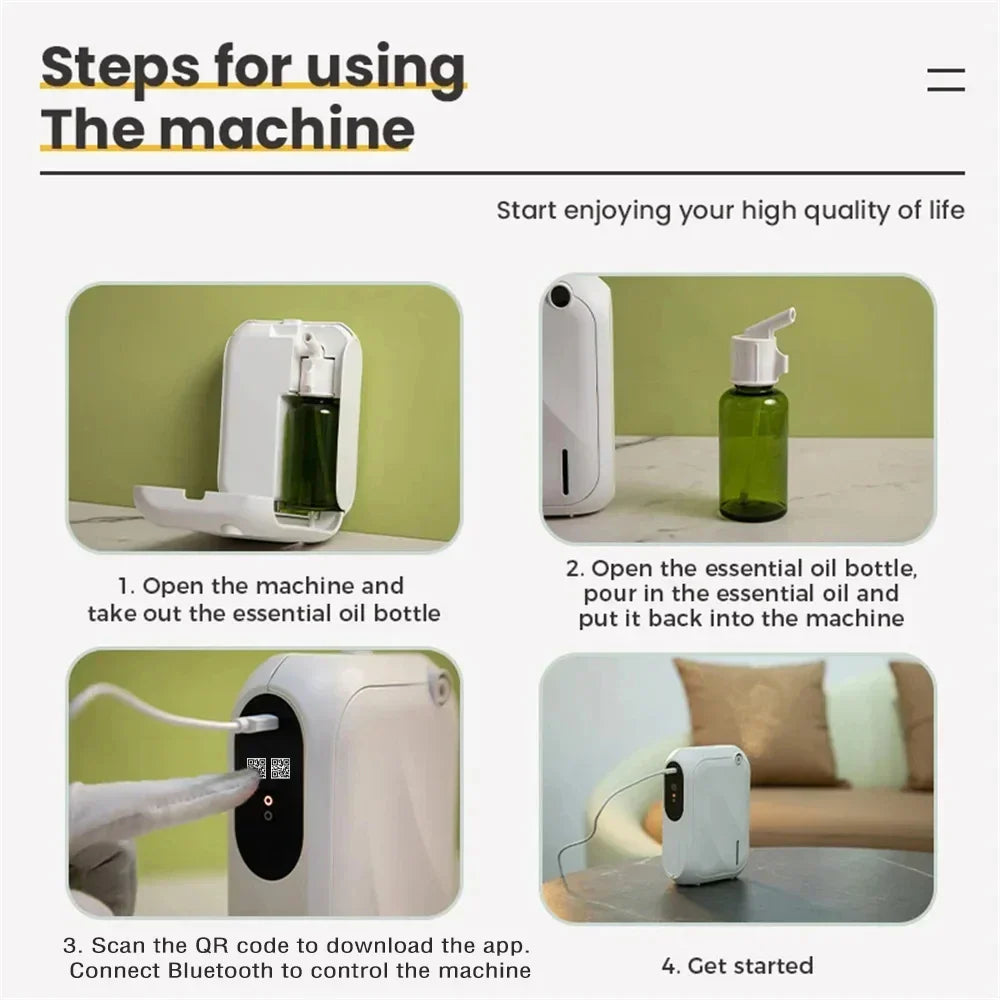 Aroma Diffuser Bluetooth App Control Wall Mount Scent Machine 200m3 Coverage Halloween 2025 Quiet Household Fragrance