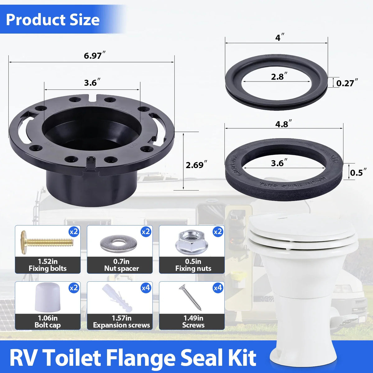 RV Toilet Seal Kit 3-Inch Flange Replacement for 300/310/320 RV Toilets Fall 2026 Simple Install Sturdy ABS