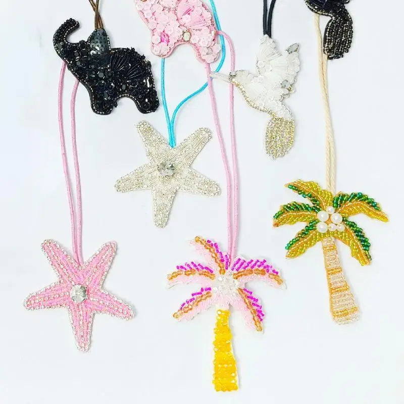 Tree Coconut Sequin Patch Keyring Bag Pendant Handmade