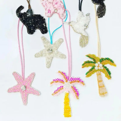 Tree Coconut Sequin Patch Keyring Bag Pendant Handmade
