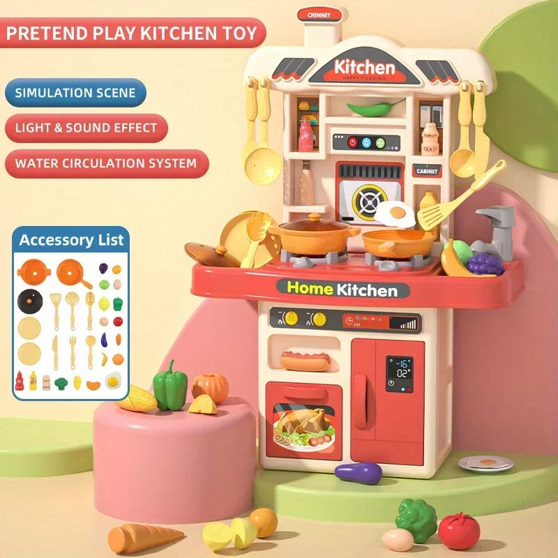 Kids Interactive Kitchen Play Kit - Realistic Cooking Toys with Light & Sound for Ages 3+, Fun Gift for Boys & Girls