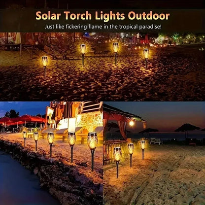 LED Solar Flame Torch Light - Water-Resistant Outdoor Garden Decoration, Flickering Lawn Lamp
