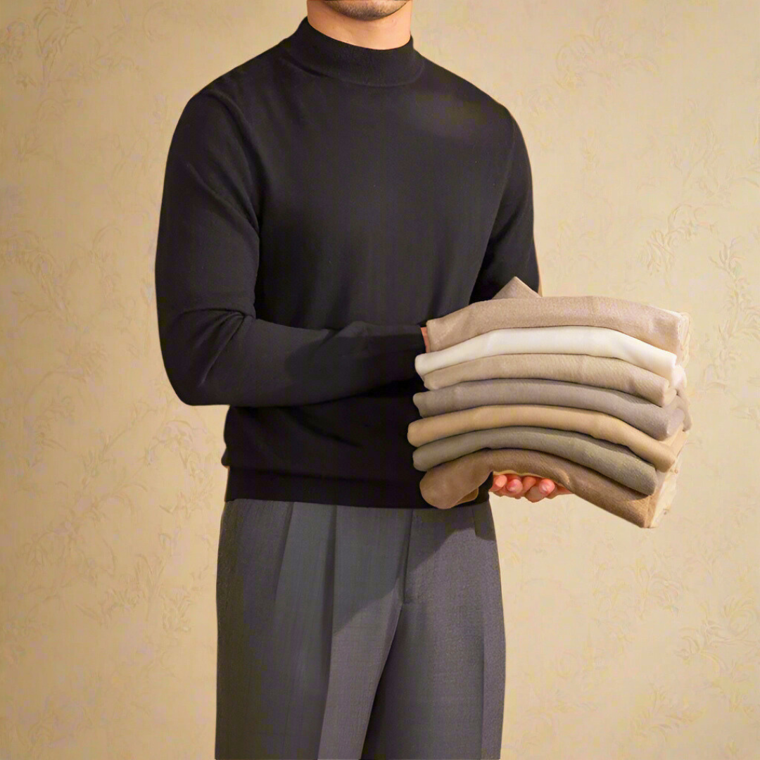 Plush Timeless Men's Turtleneck Sweater - Fitted, Wool, Work