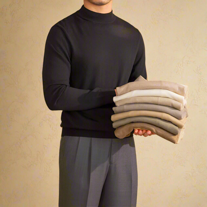 Plush Timeless Men's Turtleneck Sweater - Fitted, Wool, Work
