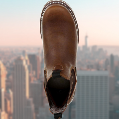 Water-Resistant Sturdy Men's Wedge Boots - Chelsea Leather Work