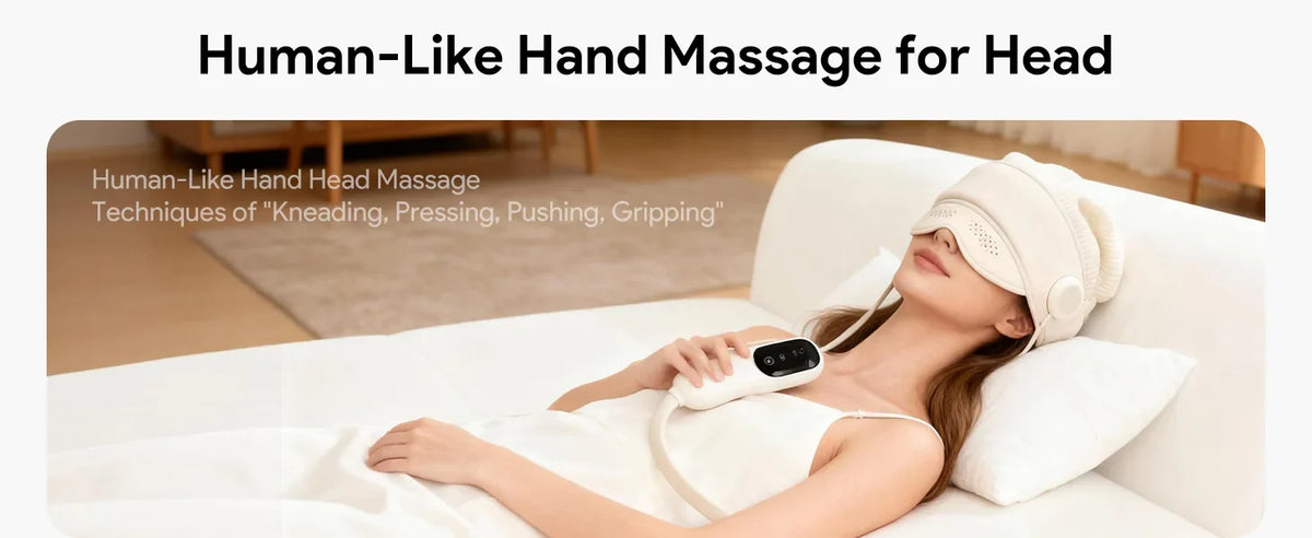 Stress Relief Sleep Aid 2026 – Graphene Heated Head Massager Air Pressure & Eye Compress