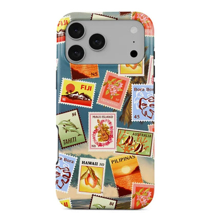 Ocean Tropical Double-Layer iPhone Case - PC TPU Cartoon Design Washable Cover for iPhone 11 to 17