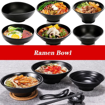 Bowl Ramen Black Plastic Japanese Style Noodle Bowl