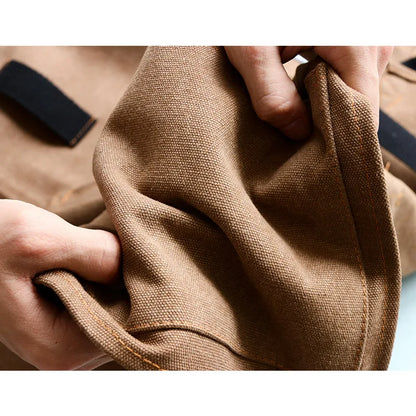Denim Canvas Apron With Flexible Cross Back Straps Work Apron Fall 2025 Custom Logo Sturdy Device Pockets