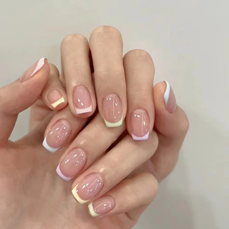 Press On Nails Short Square White Minimalist False Nail Tips Kit Spring 2026 Reusable