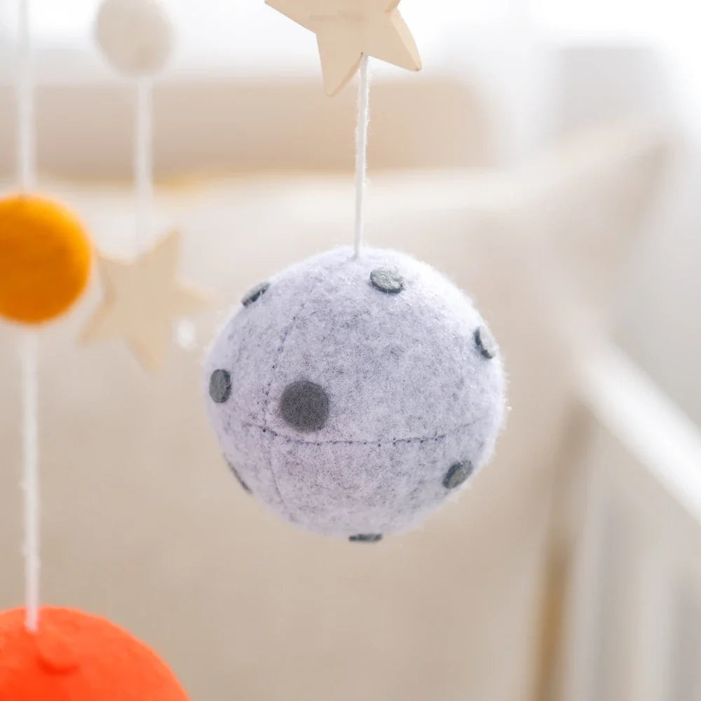 Rocket Wooden Crib Mobile Newborn Sensory Toys Soothing
