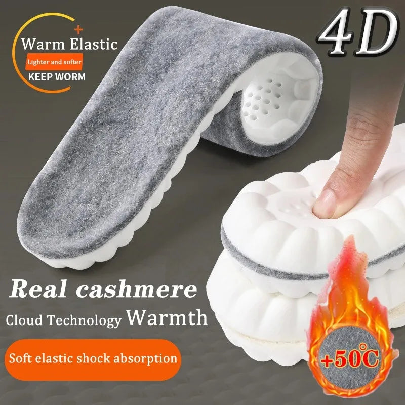 Heated Self Insoles Real Cashmere 4D Cloud Thermal Winter 2025 Arch Support Anti Odor