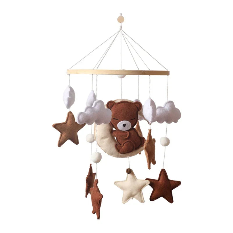 Wooden Baby Mobile Organic Wood Newborn Crib Mobile 0-12 Months Nursery Decor Newborn Gift 2025 Soothing Music