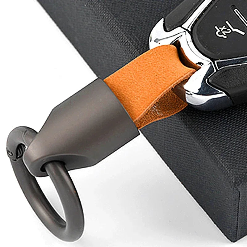 Cowhide Leather Keychain Carabiner Ring Regular Carry