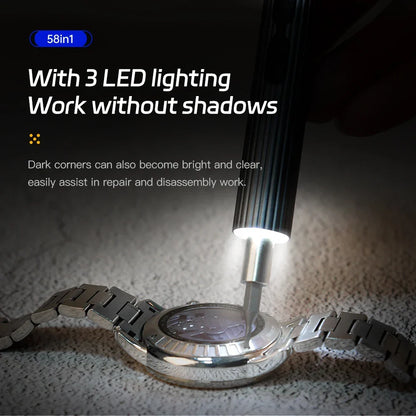 Motor-Driven Screwdriver 58-In-1 Battery-Powered Accurate Repair Kit Cordless Travel-Friendly Tech Repair Fall 2025 Magnetic