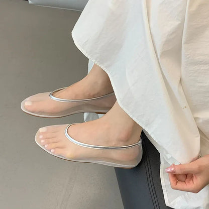Light Women Ballet Flats - Shallow Slip On Mesh