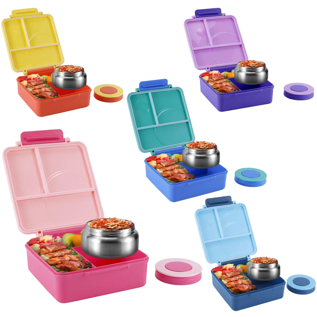 Lunch Insulated Box Four Grid With Thermal Soup Container Bento Style Back To School Fall 2025 Keeps Food Warm