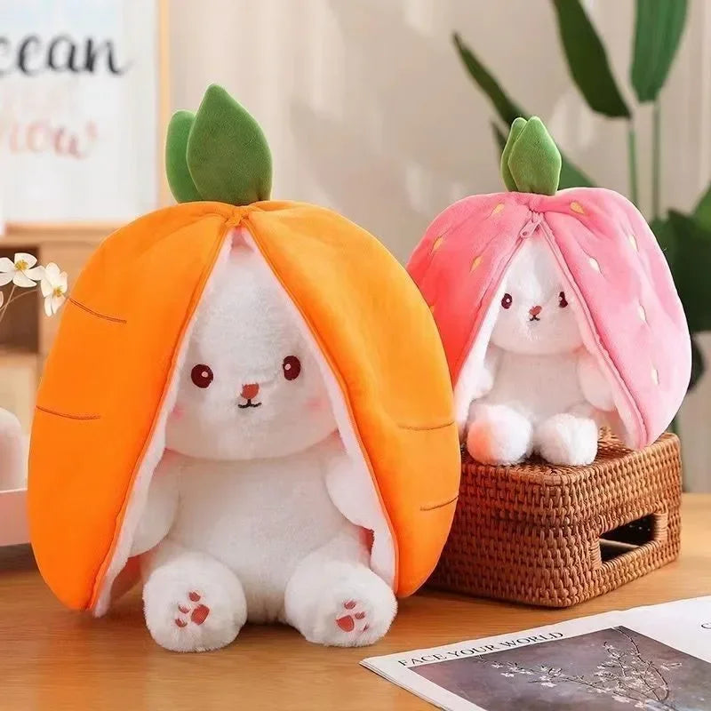 Bunny Plush 25cm Strawberry Carrot Transforming Toy Kids Birthday Gift Fall 2025 Cute Cuddly Surprise