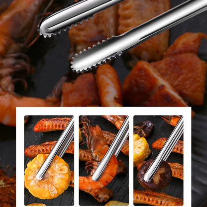 Kitchen & Outdoor 2026 – Stainless Steel BBQ Tongs Anti-Slip Heat Resistant Grill Food Clip