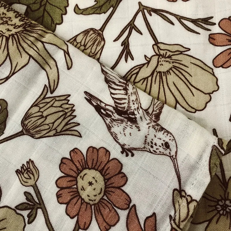 Muslin Bamboo Swaddle Blanket 120x120 Cm Floral Newborn Bedding Fall 2025 Breathable Eco Friendly Baby Gift