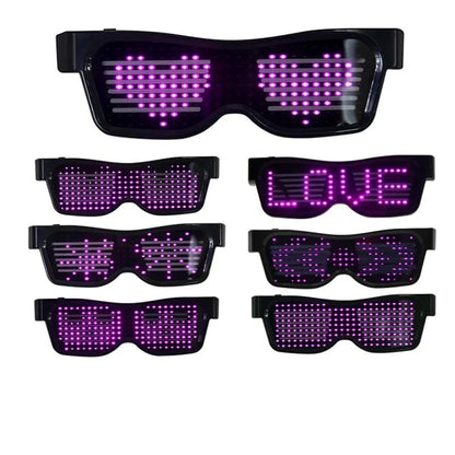 LED Bluetooth Text Glasses for DJs - USB Charging Party Gift