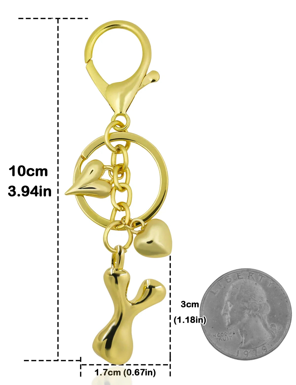 Keychain Personalized Gold Bubble Letter Bag Charm Gift