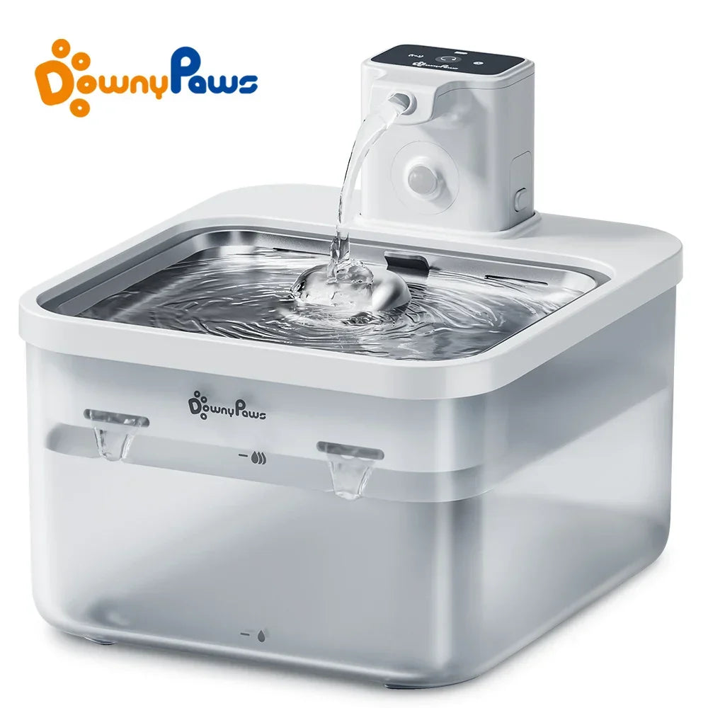 Water Cat Fountain 2.5L Stainless Steel Automatic Sensor Dispenser Cordless 4000mAh Battery Fall 2025 Healthy Hydration