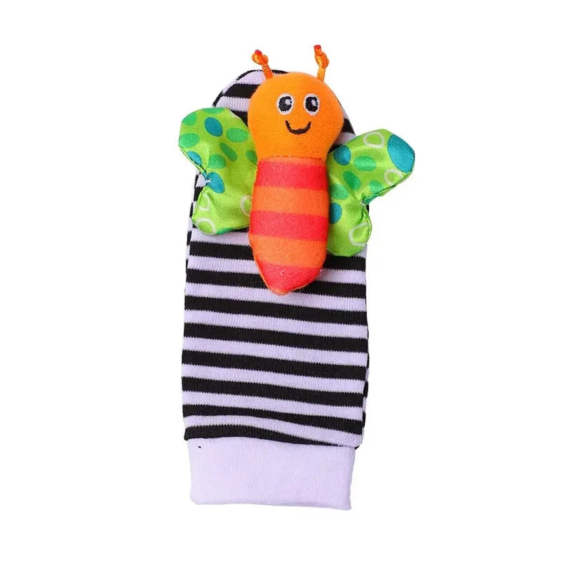 4-Piece Baby Rattle Toy Kit with Animal Socks and Wrist Straps for Infants 0-12 Months - Great Gifts for 1 Year Old