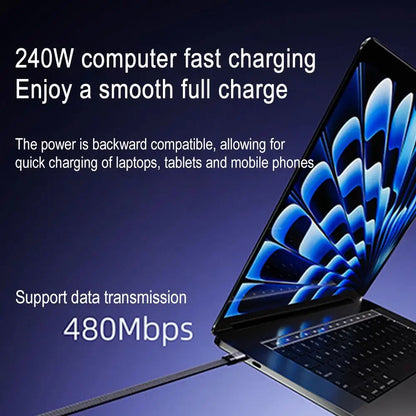 Fast USB-C Charging Cable - Elbow Design, 240W, Type-C To Type-C, Foldable Phone Stand, Back To School 2026 Gift
