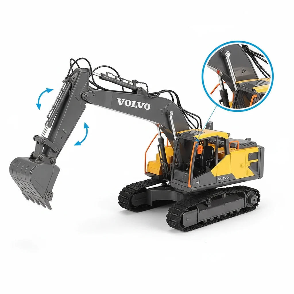 Excavator RC 1/16 Scale Alloy Digger 3in1 Construction Vehicle Fall 2025 Gift Idea