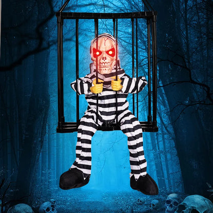 Skull Halloween Decoration Hangable Prisoner Cage Prop Fall 2025 Spooky Indoor Hanging Decor Ready To Hang