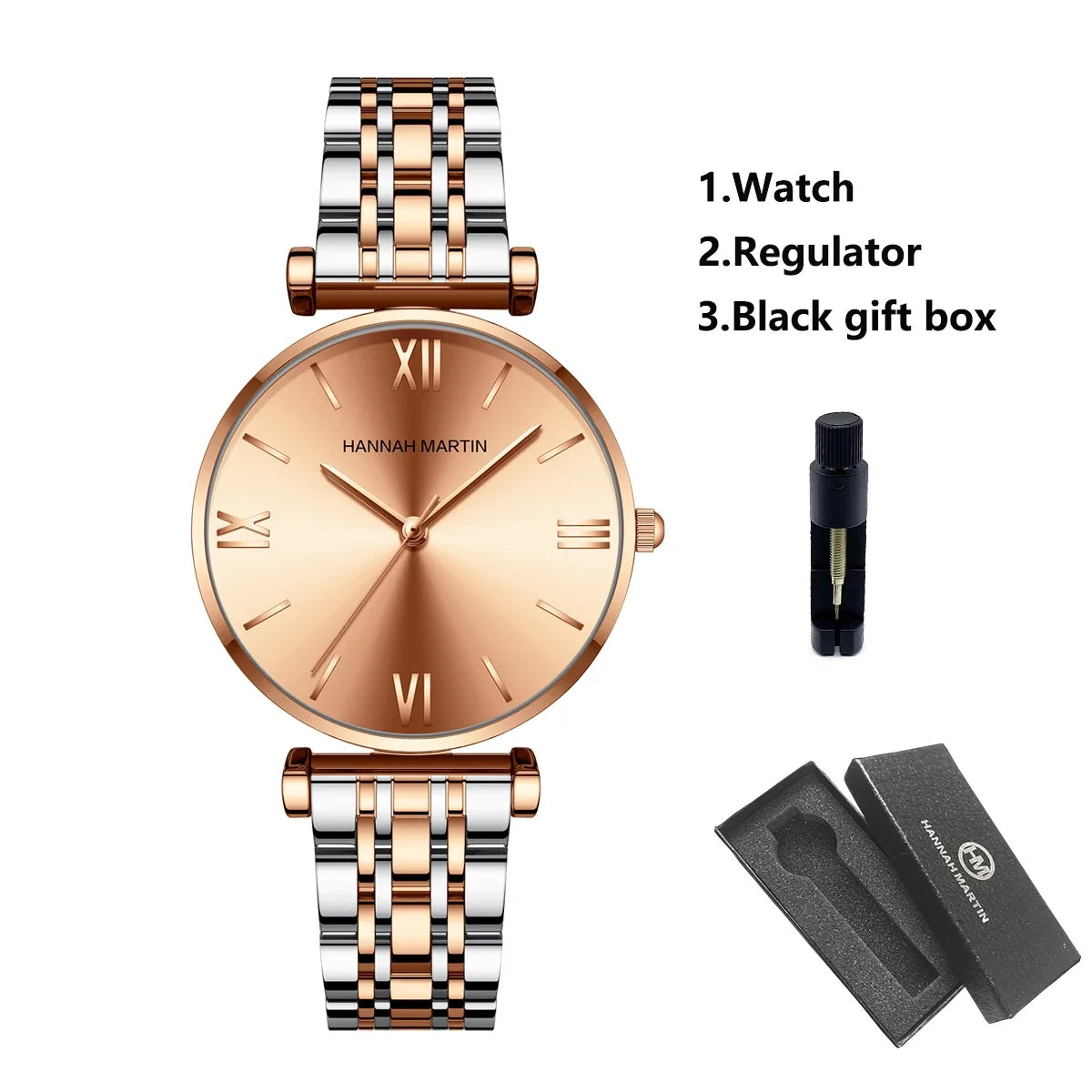 women's Timeless rose gold quartz wristwatch - stainless steel water-resistant minimalist round dial