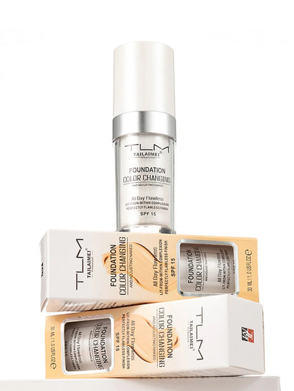 Color-Changing Liquid Foundation with SPF - Long-Lasting Water-Resistant Oil-Control Sunscreen Cream 30ml