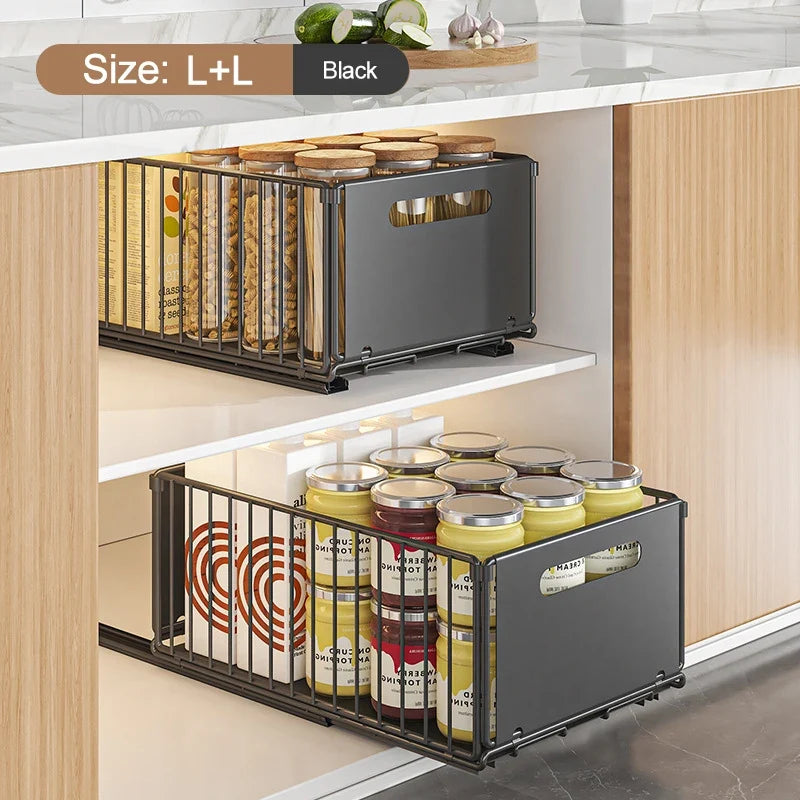 Out Pull Cabinet Organizer Slide Drawer Kitchen Rack
