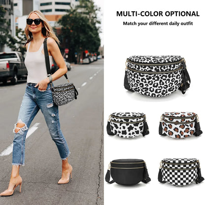 large capacity bum bag, adjustable crossbody mommy travel bag – Casual women's checkered fanny pack