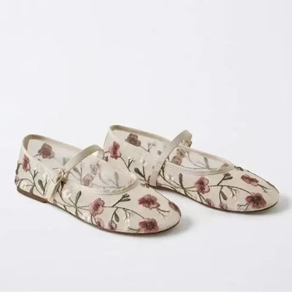 Womens Breathable Ballet Flats - Mary Jane, Mesh, Summer