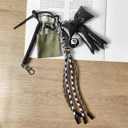 Rope Braid Bag Charm Leather Dachshund Keychain Aesthetic
